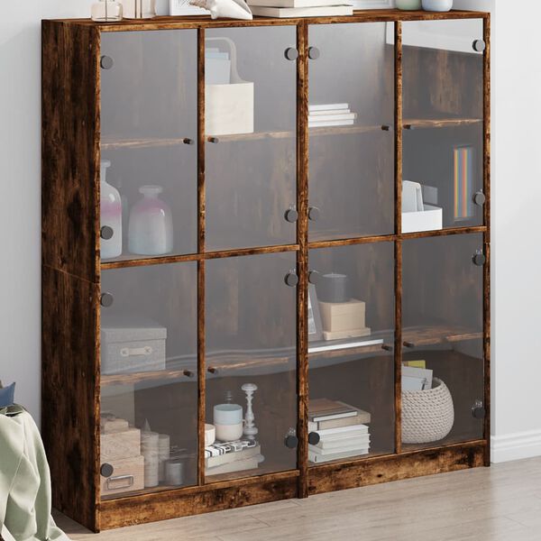 vidaXL Libreria Ante Rovere Fumo 136x37x142 cm in Legno Multistrato