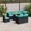 vidaXL Set Divani da Giardino 9 pz con Cuscini Nero in Polyrattan
