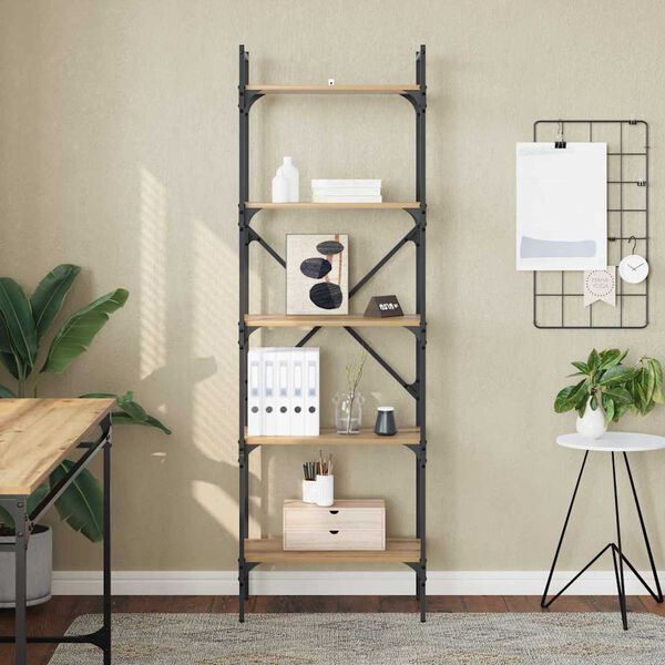 vidaXL Libreria Rovere artigianale 56 x 32 x 174 cm Legno multistrato