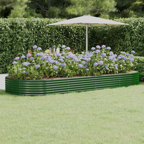 vidaXL Letto Giardino Acciaio Zincato 373x140x36 cm Verde