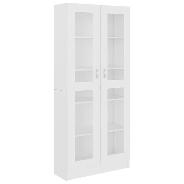 vidaXL Armadietto Vetrina Bianco 82,5x30,5x185 cm Legno Multistrato