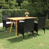 vidaXL Set Mobili da Pranzo per Giardino 5 pz Nero