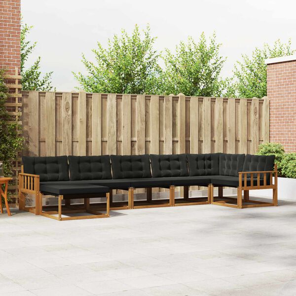 vidaXL Set di divani da esterno con cuscino 21 pcs Naturale e Nero