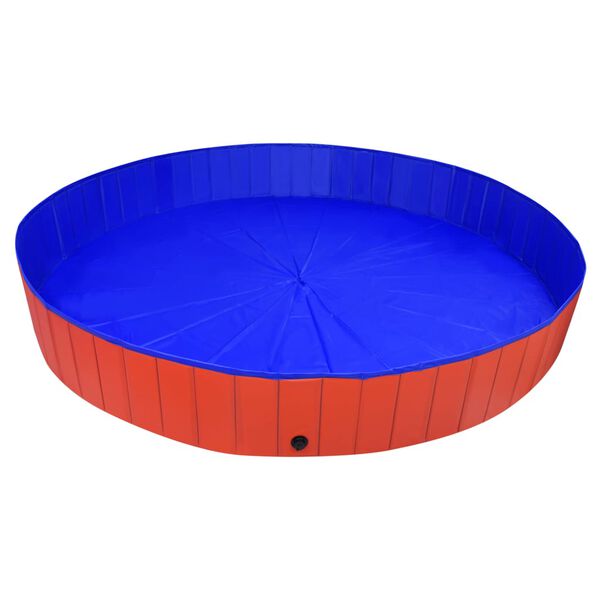 vidaXL Piscina per Cani Pieghevole Rossa 300x40 cm in PVC