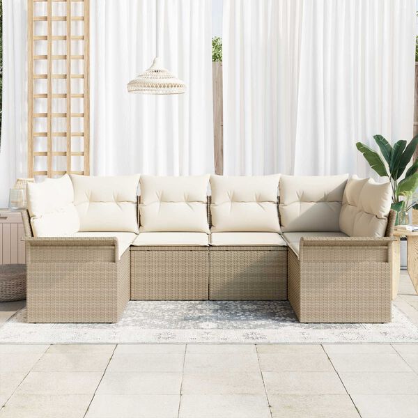 vidaXL Set Divano da Giardino con cuscino 6 pcs Beige Poly Rattan