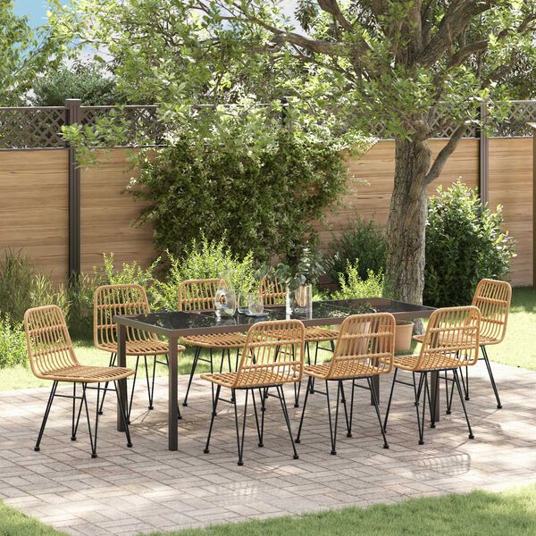 vidaXL Set da Pranzo per Giardino 9 pcs Marrone