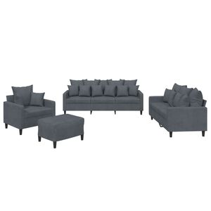 vidaXL Set di Divani 4 pz con Cuscini Grigio Scuro in Velluto
