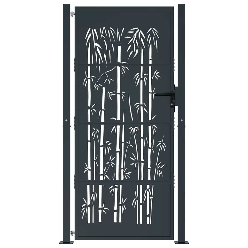 Cancello Da Giardino 105x205 Cm In Acciaio Corten Design Bambù - 2