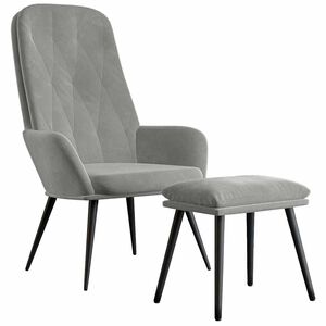 vidaXL Poltrona Relax con Poggiapiedi Grigio Chiaro in Velluto