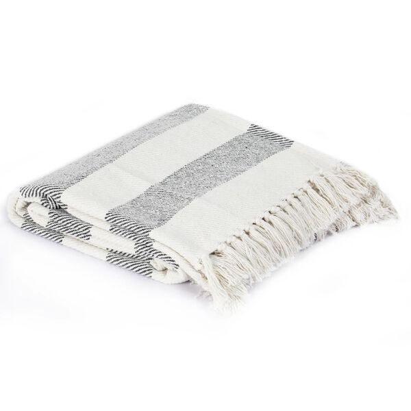 vidaXL Copriletto a Righe in Cotone 125x150 cm Antracite