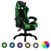 vidaXL Sedia da Gaming con Luci a LED RGB Verde e Nera in Similpelle