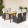 vidaXL Set da Pranzo da Giardino 5 pz Nero con Cuscini in Polyrattan