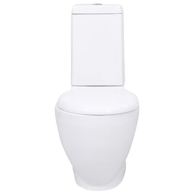 vidaXL Vaso WC in Ceramica da Bagno Rotondo Scarico con Base Bianco