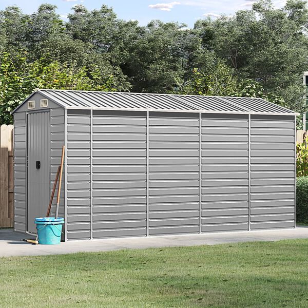 vidaXL Casetta da giardino grigio chiaro 191x385x198 cm in acciaio zincato