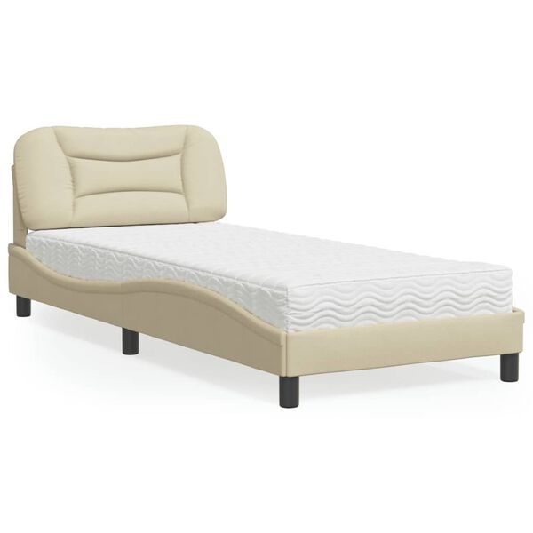 vidaXL Letto con Materasso Hvar Crema 80x200 cm in Tessuto