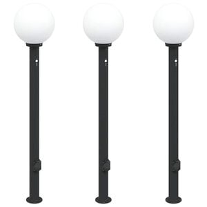 vidaXL Lampioni a paletto con sensore e presa 3 pz 120 cm neri IP44