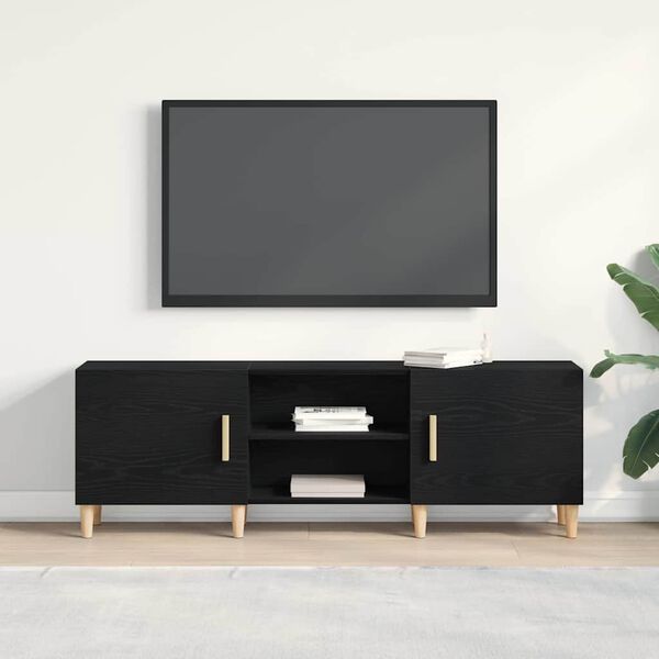 vidaXL Mobile TV Rovere Nero 150 x 30 x 50 cm Legno multistrato