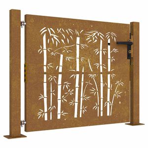vidaXL Cancello da giardino 100x100 cm in acciaio Corten e design in bamb&ugrave;
