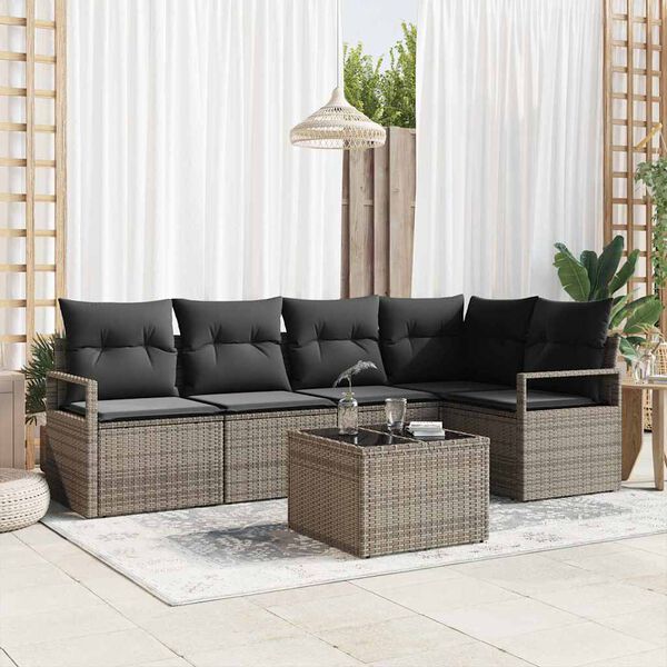 vidaXL Set di divani 6 pcs Grigio polyrattan