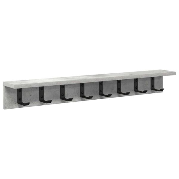 vidaXL Appendiabiti a muro Grigio cemento 80 x 10,5 x 10,5 cm