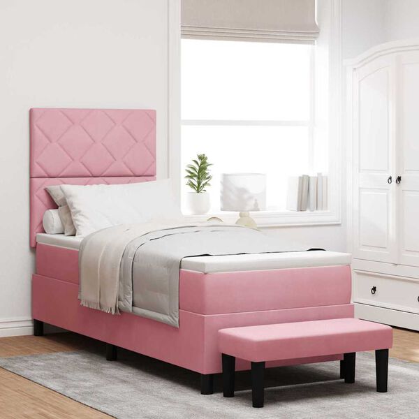 vidaXL Letto a molle con materasso Rosa 80 x 200 cm Velluto