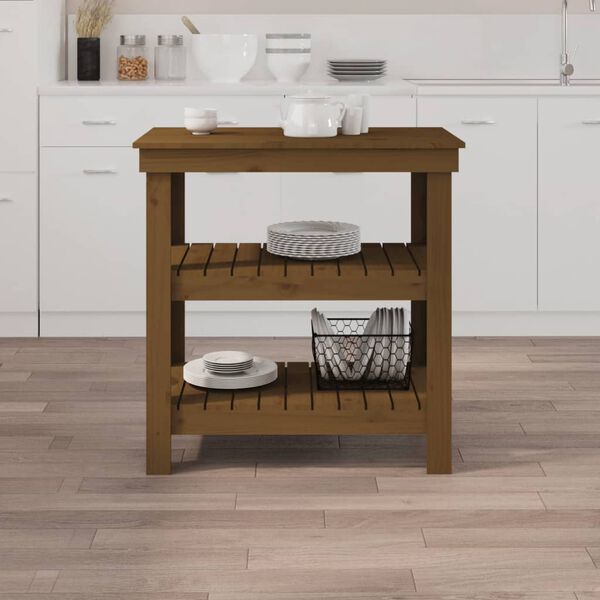 vidaXL Banco da Lavoro Ambra 78,5x50x80 cm in Legno Massello di Pino