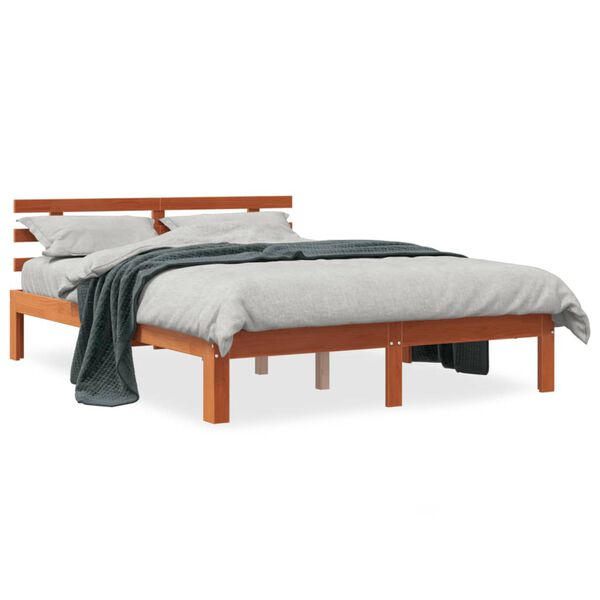 vidaXL Letto senza Materasso Marrone Cera 135x190 cm in Legno di Pino