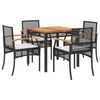 vidaXL Set da Pranzo da Giardino 5 pz Nero con Cuscini in Polyrattan