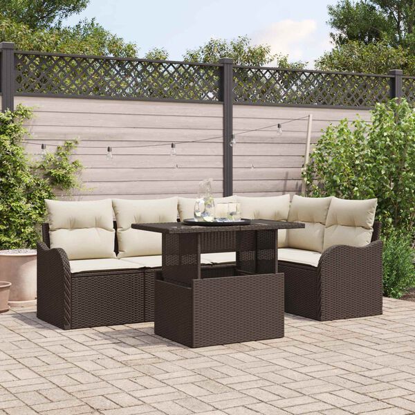 vidaXL Set Divano da Giardino 6 pcs Marrone Rattan in Polipropilene