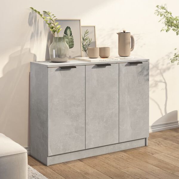 vidaXL Credenza Grigio Cemento 90,5x30x70 cm in Legno Multistrato