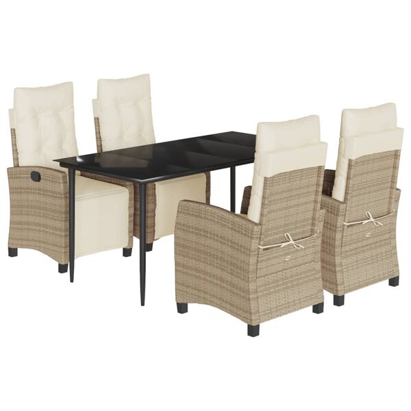 vidaXL Set da Pranzo da Giardino 5 pz con Cuscini Beige in Polyrattan