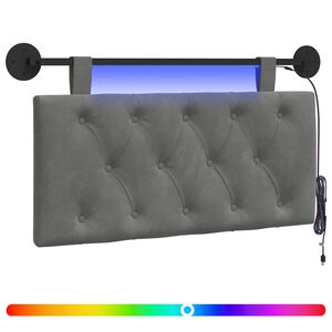 vidaXL Testiera sospesa Con luce LED Grigio Scuro Velluto