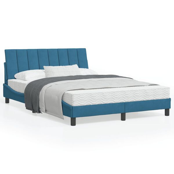vidaXL Letto con Materasso Hanko Blu 120x200 cm in Velluto