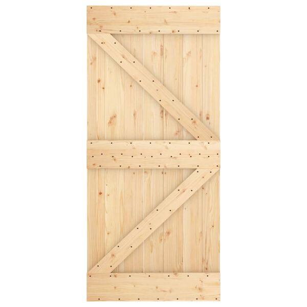 vidaXL Porta Scorrevole con Set Hardware 95x210 cm Legno Massello Pino