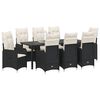 vidaXL Set da Pranzo per Giardino con cuscino 9 pcs Nero polyrattan