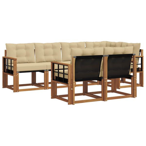 vidaXL Set di divani da esterno con cuscino 7 pcs Naturale e Beige