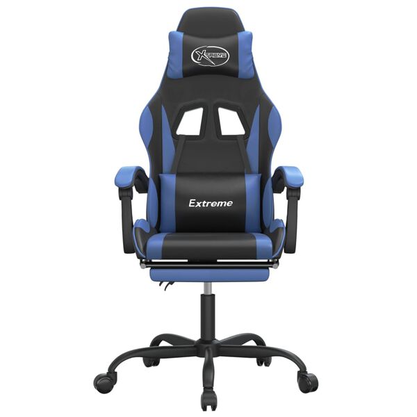 vidaXL Sedia da Gaming con Poggiapiedi Nero e Blu in Similpelle