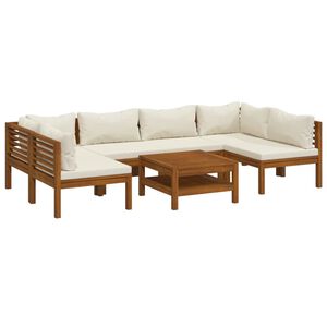 vidaXL Set Divani da Giardino 7 pz con Cuscini Crema in Legno Acacia