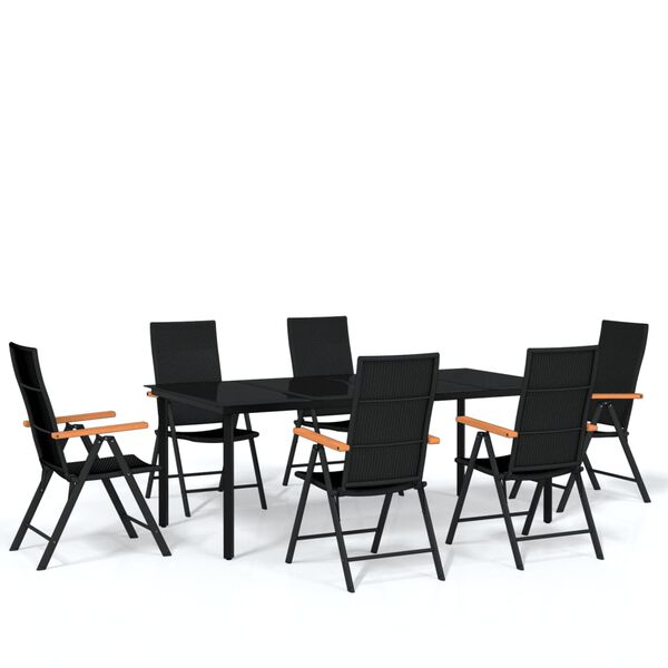 vidaXL Set Mobili da Pranzo per Giardino 7 pz Nero