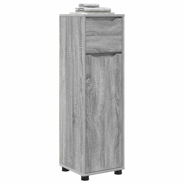 vidaXL Mobile da Bagno con cassetto Grigio Sonoma 30,5 x 30 x 101 cm