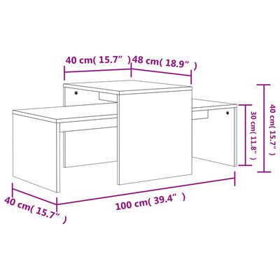 vidaXL Set Tavolini da Salotto Grigio Cemento 100x48x40 cm Multistrato