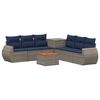 vidaXL Set di divani 8 pz Grigio e Blu Navy Rattan sintetico e Acciaio