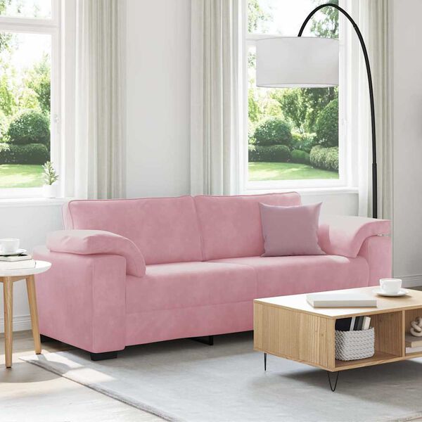 vidaXL Divano a 3 Posti rosa 220x77x82 cm in Velluto