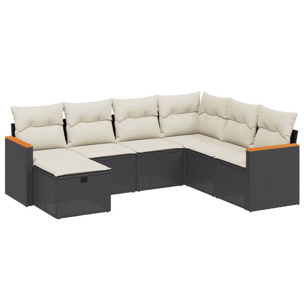 vidaXL Set Divani da Giardino con Cuscini 7pz Nero Polyrattan