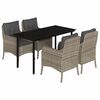 vidaXL Set Pranzo da Giardino 5pz con Cuscini Grigio Chiaro Polyrattan