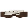 vidaXL Set Divani da Giardino 9 pz con Cuscini in Polyrattan Marrone