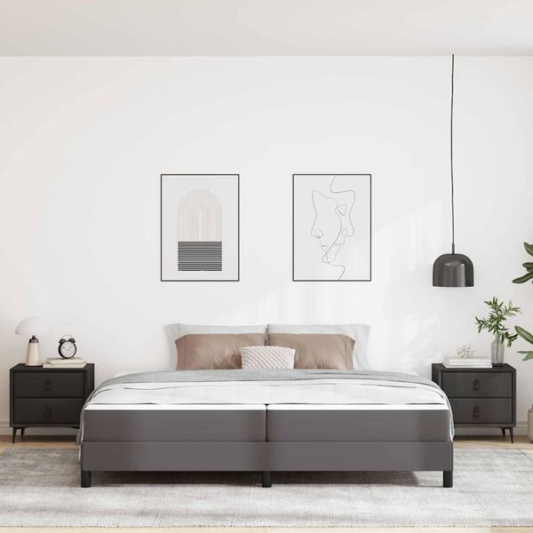 vidaXL Struttura del letto con materasso Grigio 200 x 200 cm Tessuto
