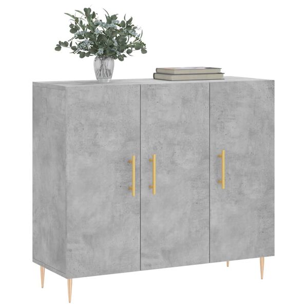 vidaXL Credenza Grigio Cemento 90x34x80 cm in Legno Multistrato