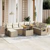 vidaXL Set Divano da Giardino 9 pz con Cuscini Beige in Polyrattan
