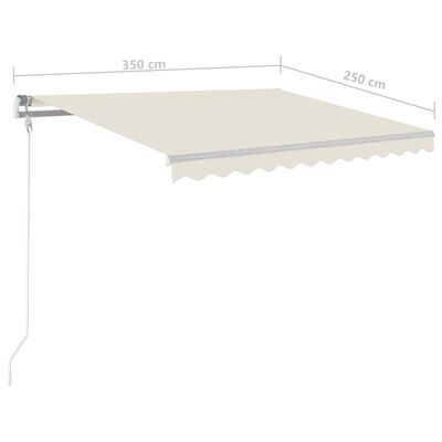 vidaXL Tenda da Sole Retrattile Manuale con Pali 3,5x2,5 m Crema
